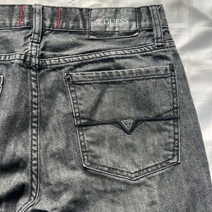 Guess Regular Straight Crescent Fit 29” Inseam Hemmed Bottom Grey Fade Jeans